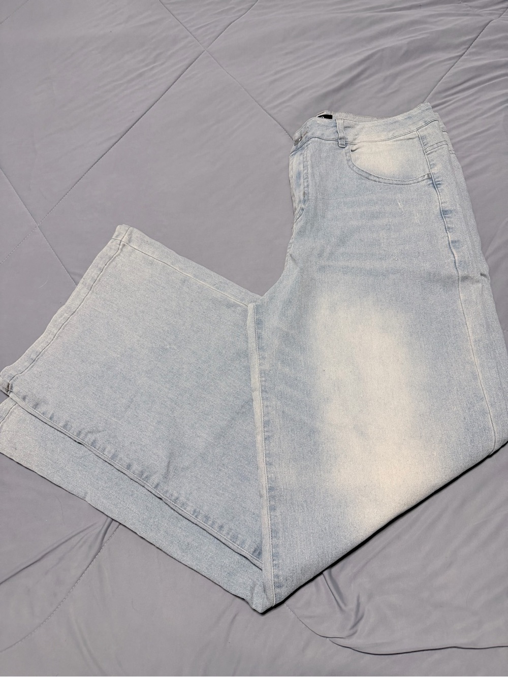 Light Blue High-Rise Wide Leg Jeans - Women's Flare & Wide Leg